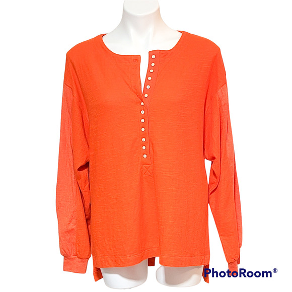 We the Free New orange Back at It oversized slouchy thermal henley size S - Picture 1 of 15